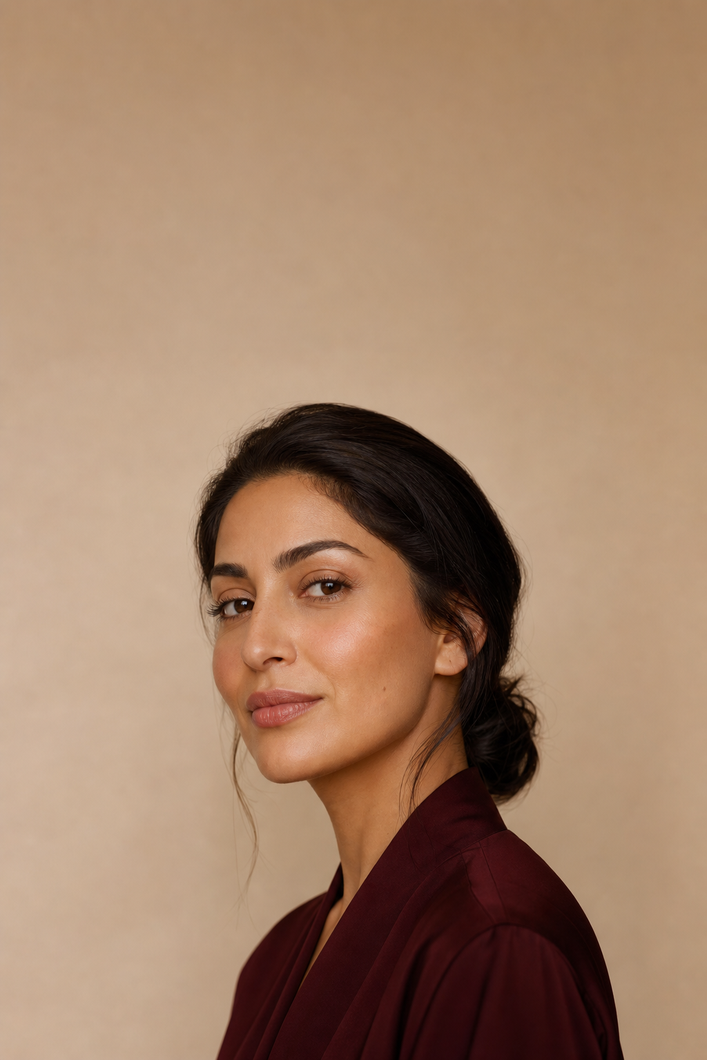 Woman with natural healthy skin after considered aesthetic care